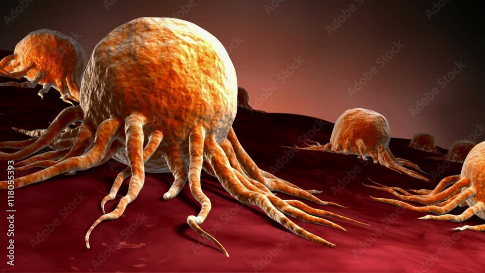 Microscopic visualization of cancer virus.