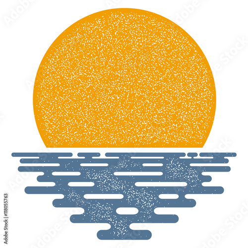 Sunset on a white background. Sunset sun, icon, isolate. Flat su