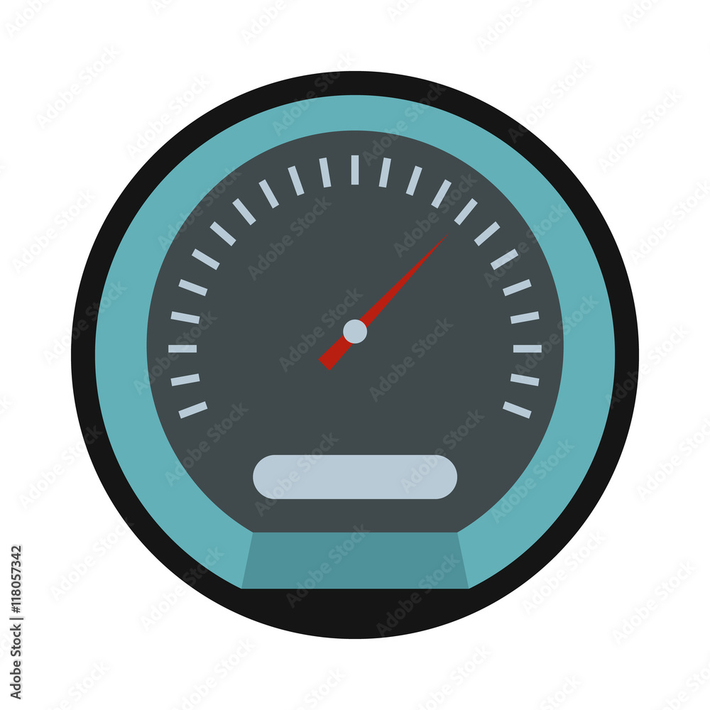Speedometer icon in flat style on a white background Speedometer icon in flat style on a white background