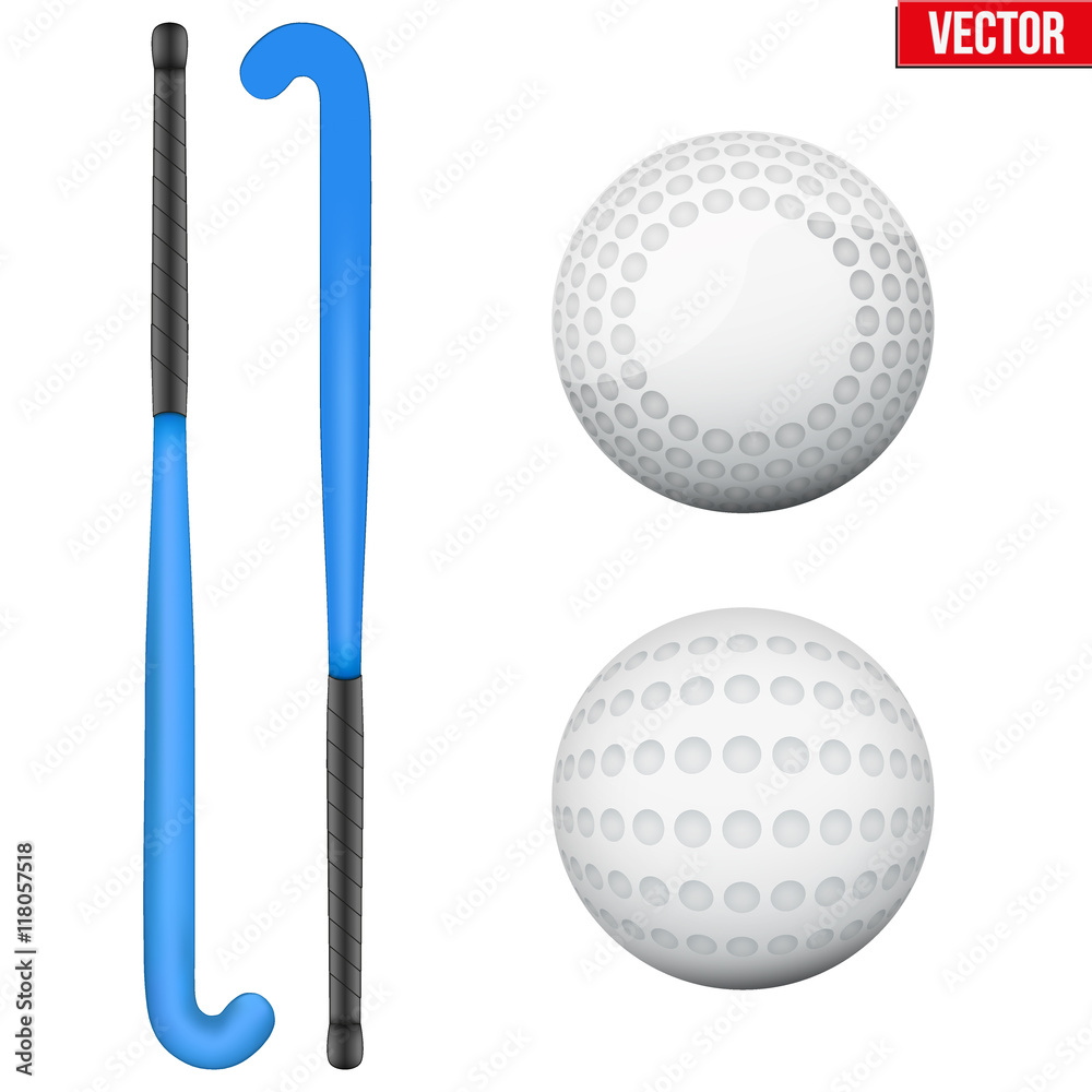 Fototapeta premium Two classic sticks and balls for field hockey