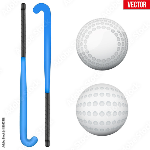 Two classic sticks and balls for field hockey
