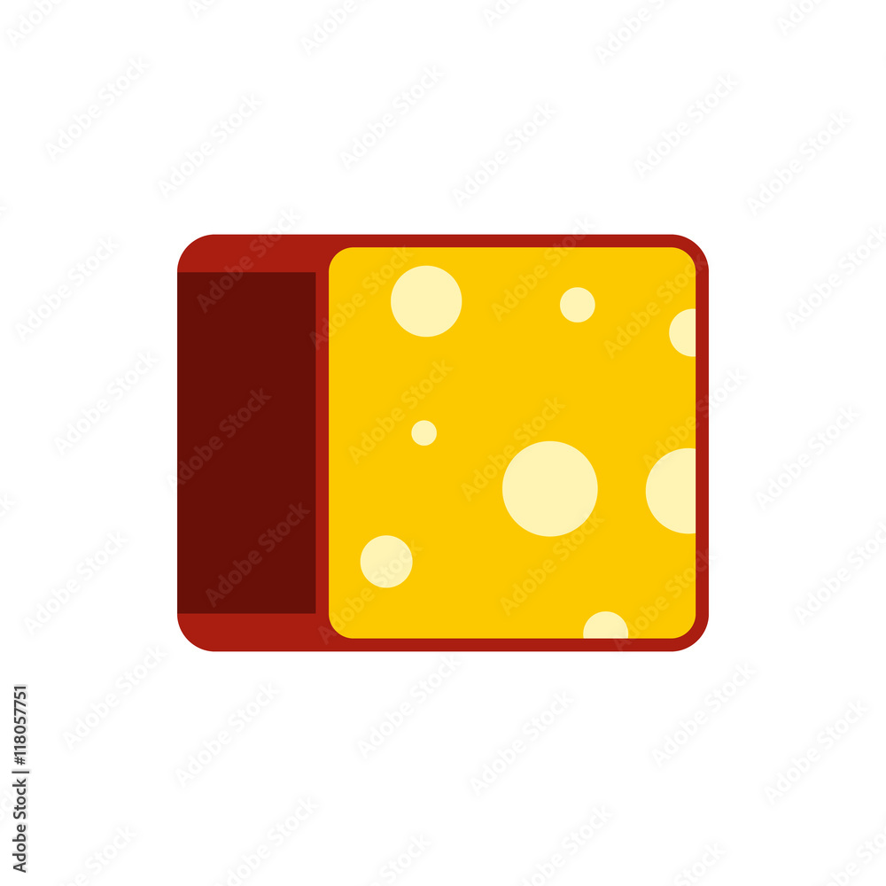 Cheese icon in flat style on a white background Cheese icon in flat style on a white background