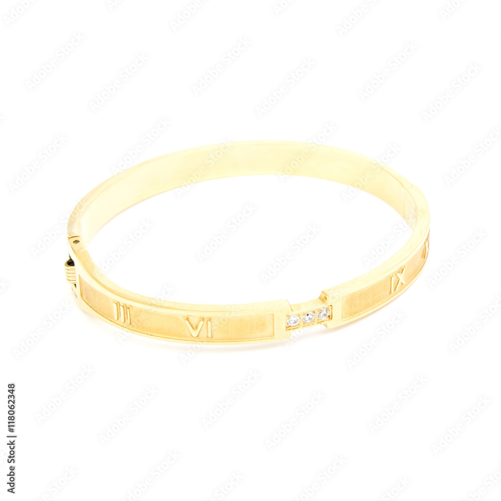 Fashion golden bracelet isolated on white Fashion golden bracelet isolated on white
