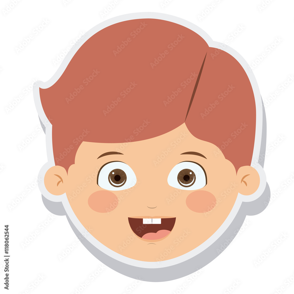 head little boy smiling isolated vector illustration design