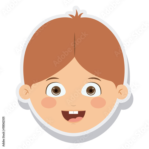 head little boy smiling isolated vector illustration design