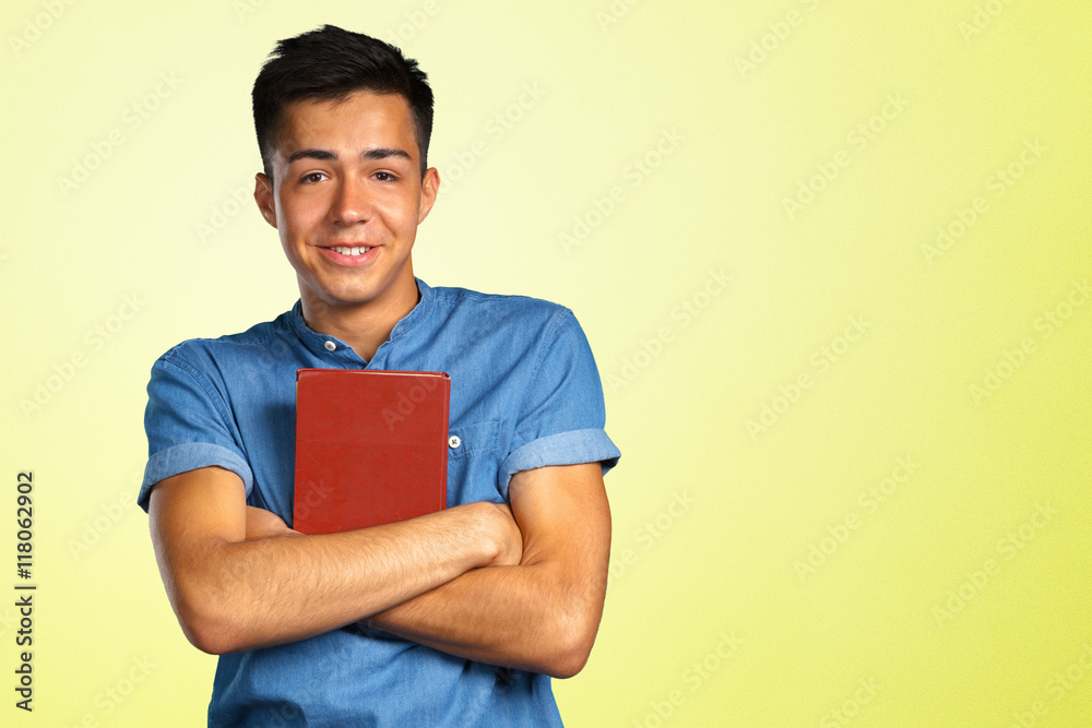 portrait of student with a book portrait of student with a book