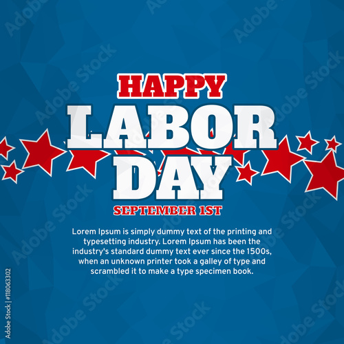American happy labor day over blue background. Vector illustration.