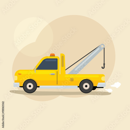 towing car concept with yellow color on the road