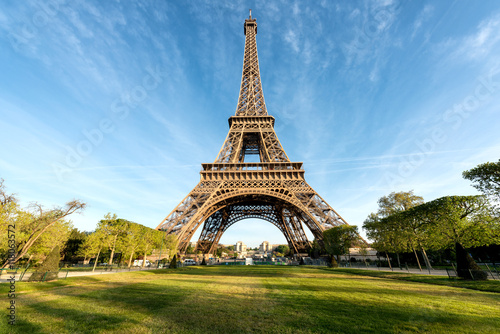 Eiffel tower at morning time in Paris, France. 