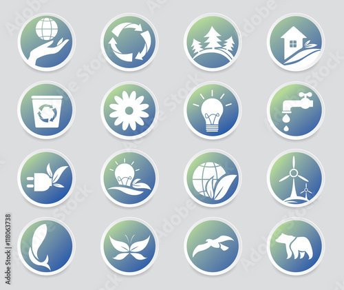 Eco icon set. Environment vector illustration