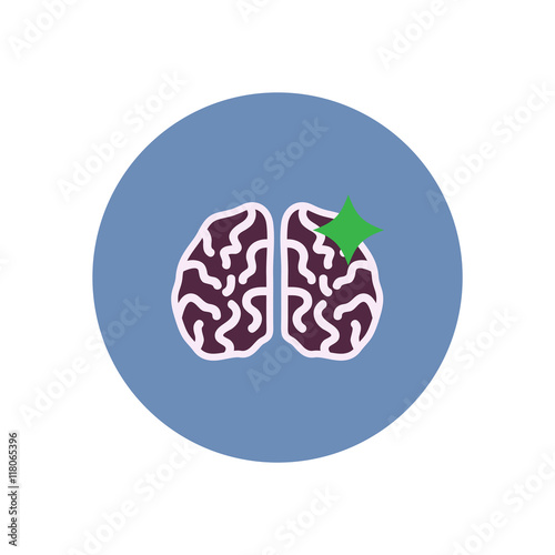 stylish icon in color circle brain stroke