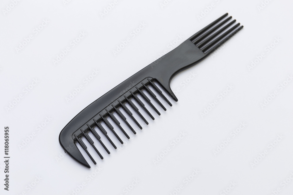 Back plastic comb design on white background Back plastic comb design on white background