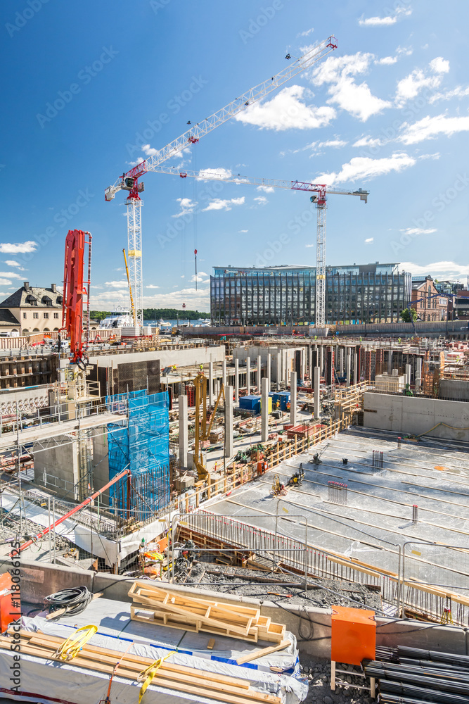 Wunschmotiv: Baustelle Kräne Rohbau Neubaugebiet #118066125