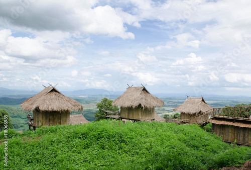 Traditional cottage in the village of Akha tribe atop the mounta