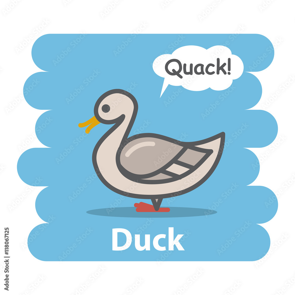 Duck vector illustration on isolated  Cartoon duck farm animal  bird character speak Quack on a speech  the series what the say  animals Stock Vector | Adobe Stock