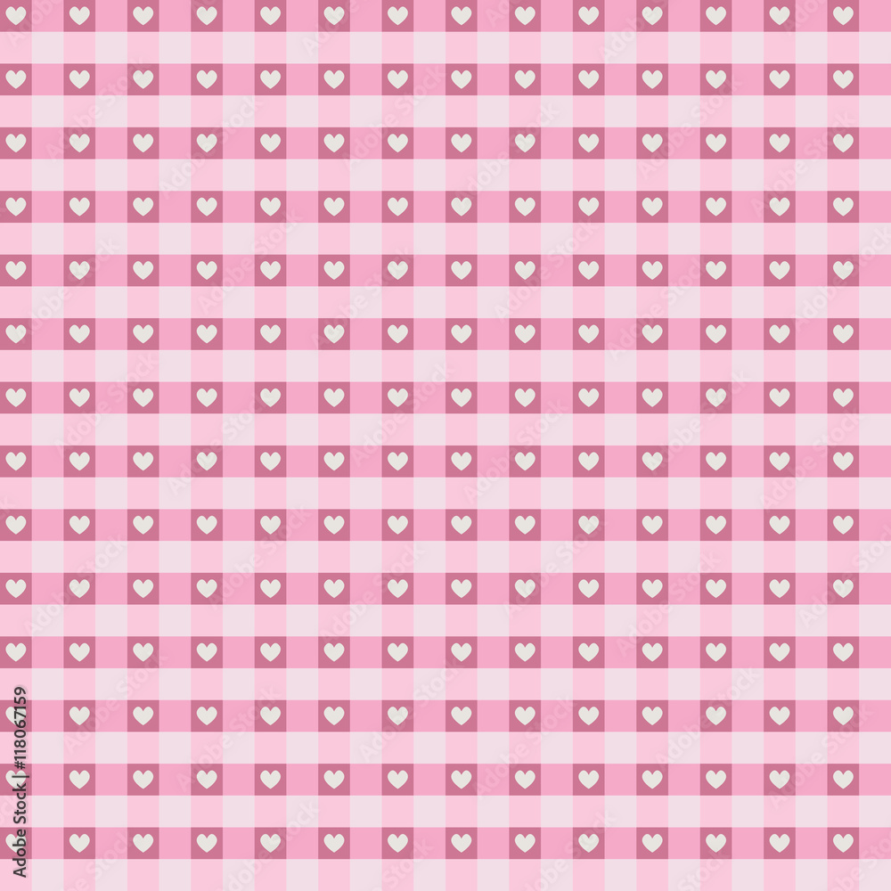 Seamless Hearts & Gingham Pattern in pastel pink color aqua and white for scrapbooks, albums, arts, crafts, fabrics, decorating, backgrounds. Seamless Hearts & Gingham Pattern in pastel pink color aqua and white for scrapbooks, albums, arts, crafts, fabrics, decorating, backgrounds.
