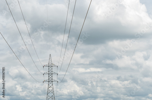 High voltage power lines and pylon