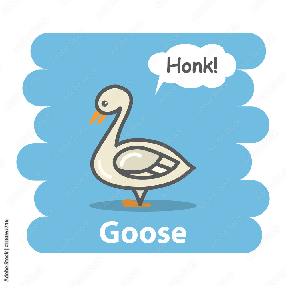 Goose vector illustration on isolated  Cartoon goose farm  animal bird character speak Honk on a speech  the series what  the say animals Stock Vector | Adobe Stock
