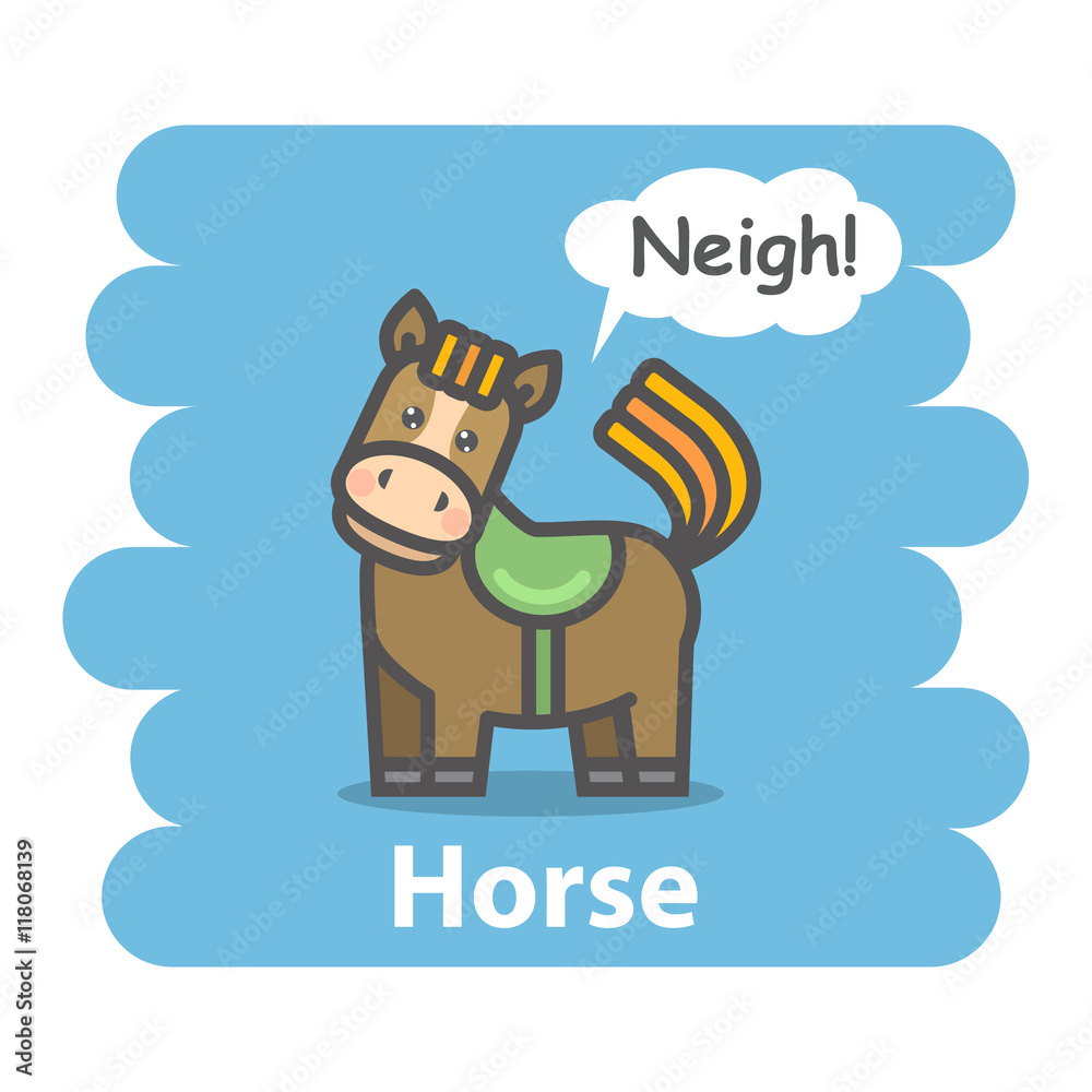 Horse vector illustration on isolated  Cartoon horse farm  animal character speak Neigh on a speech  the series what the  say animals Stock Vector | Adobe Stock