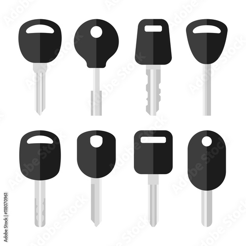 Car Key Set on White Background.Vector