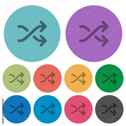 Color media shuffle flat icons