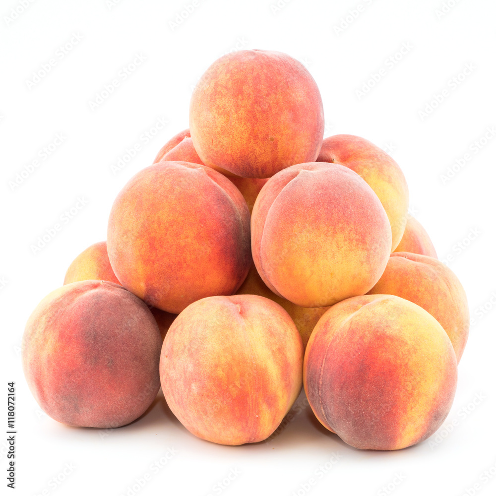 Ripe peach fruit isolated on white background cutout. Ripe peach fruit isolated on white background cutout.