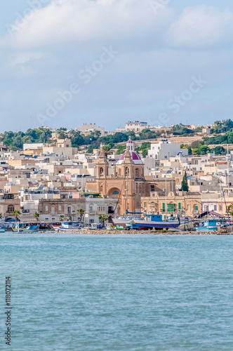 Fototapeta Naklejka Na Ścianę i Meble -  Harbor of Marsaxlokk, a fishing village in Malta.