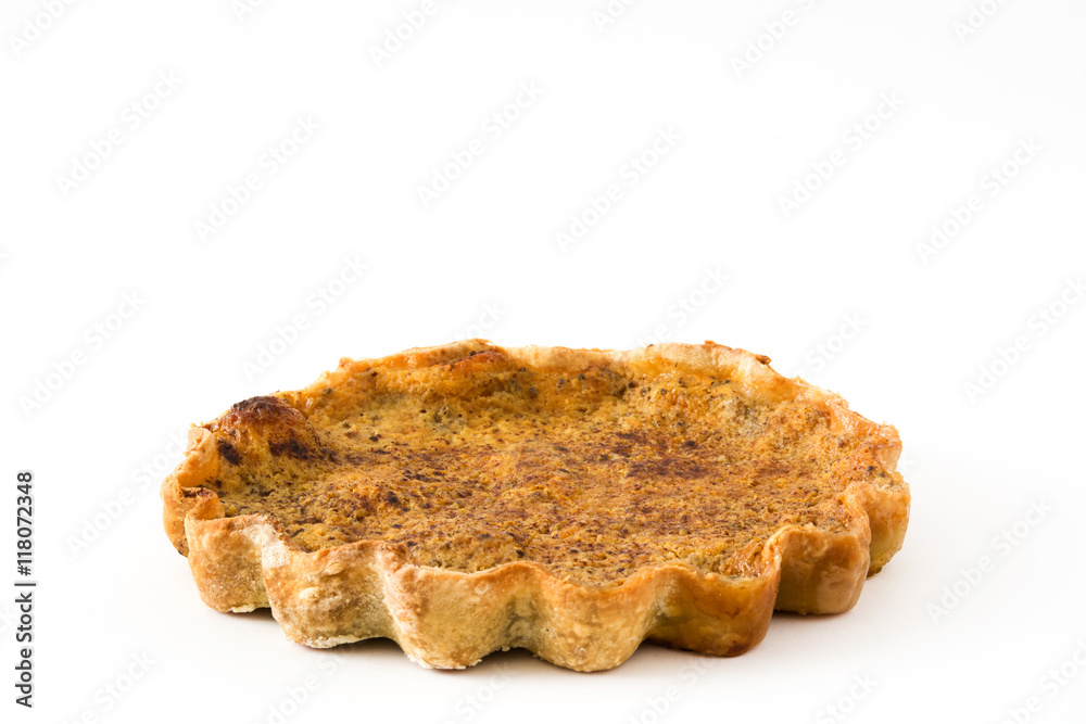 Homemade pumpkin pie isolated on white background
Homemade pumpkin pie isolated on white background