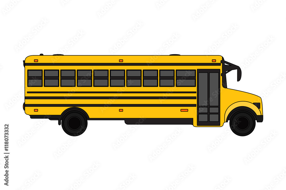 Yellow School bus over white.
