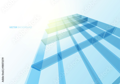 Modern blue glass wall of office building