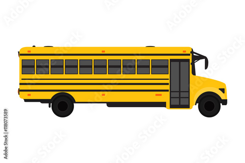 Yellow School bus over white.