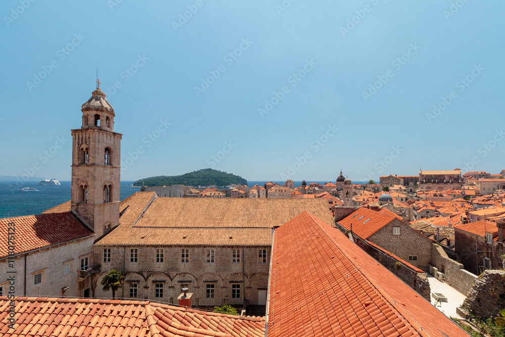 Summer scene of the Dubrovnik Old Town seen from the wall tour.
