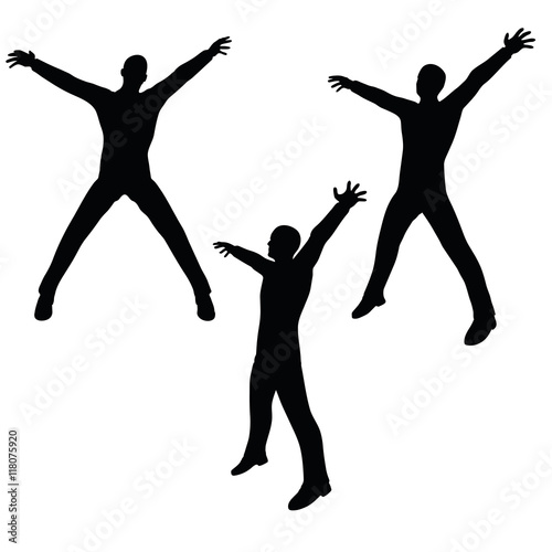 man silhouette in excited pose