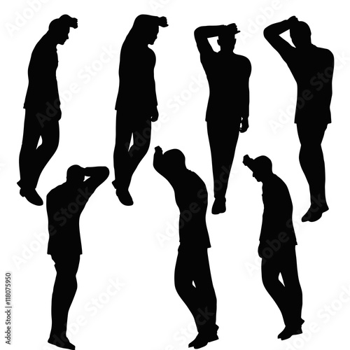 man silhouette in anxious pose