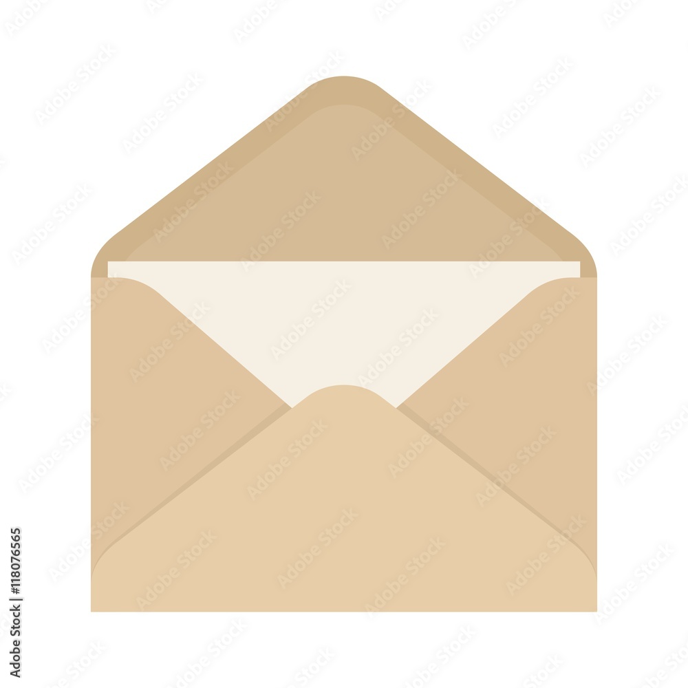 Opened envelope with blank paper Opened envelope with blank paper