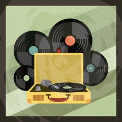 Fotobehang Pop art Vintage muziek popart compositie  © Gstudio