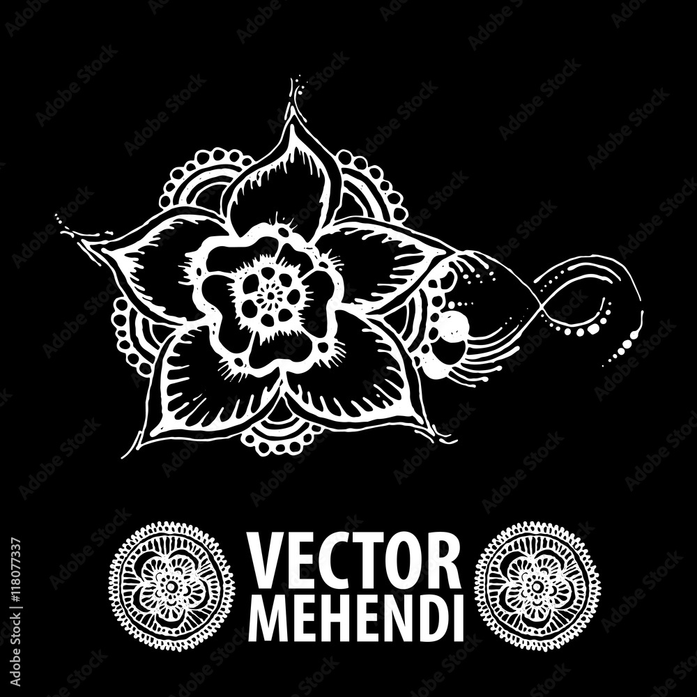 Obraz premium vector set : illustration mehendi, henna tattoo