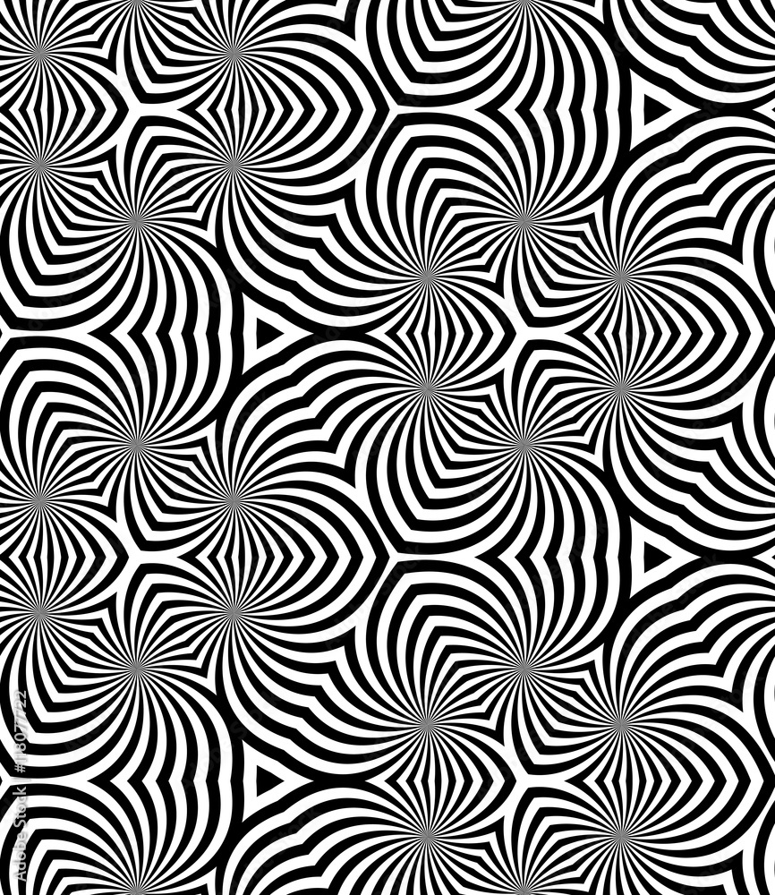 Vector Illustration. Seamless Monochrome Spirals Pattern. Geometric Abstract Background. Suitable for textile, fabric, packaging and web design. Vector Illustration. Seamless Monochrome Spirals Pattern. Geometric Abstract Background. Suitable for textile, fabric, packaging and web design.