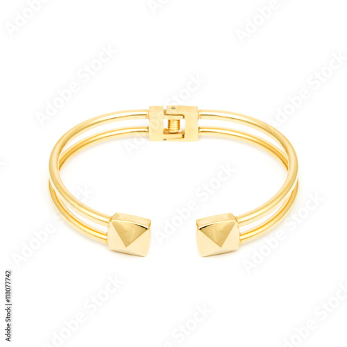 Fashion golden bracelet isolated on white