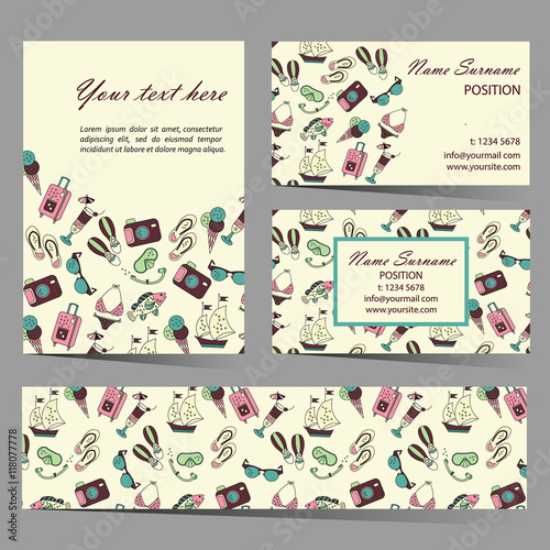Summer beach card set