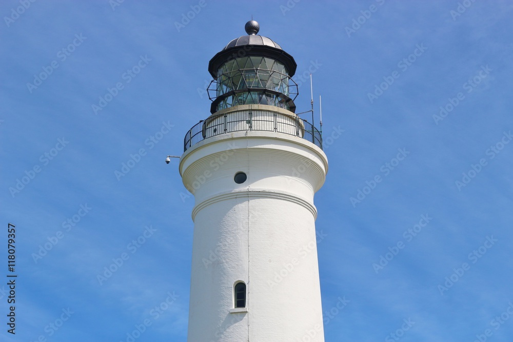 Lighthouse in Hirtshals, Denmark, erected in 1863. Hirtshals is an important port town in North Jutland. Scandinavia, Europe. 