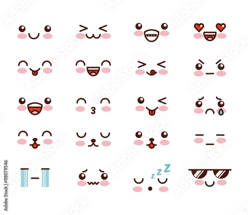 kawaii face icon design