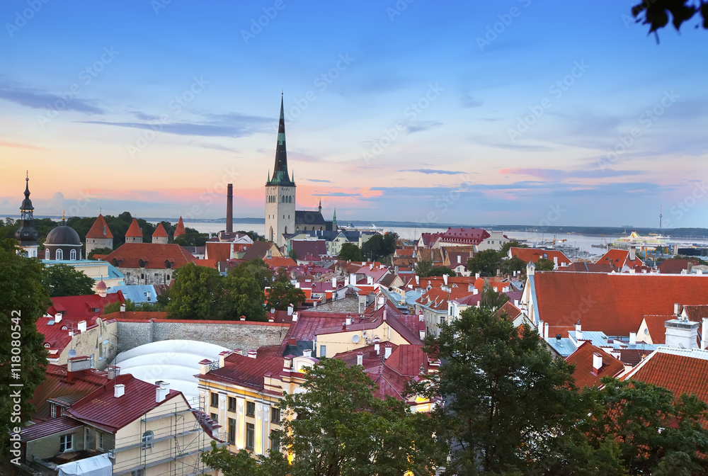 View of Old city's roofs. Tallinn. Estonia.