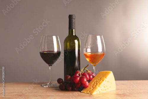 bottle of wine and glass on the table