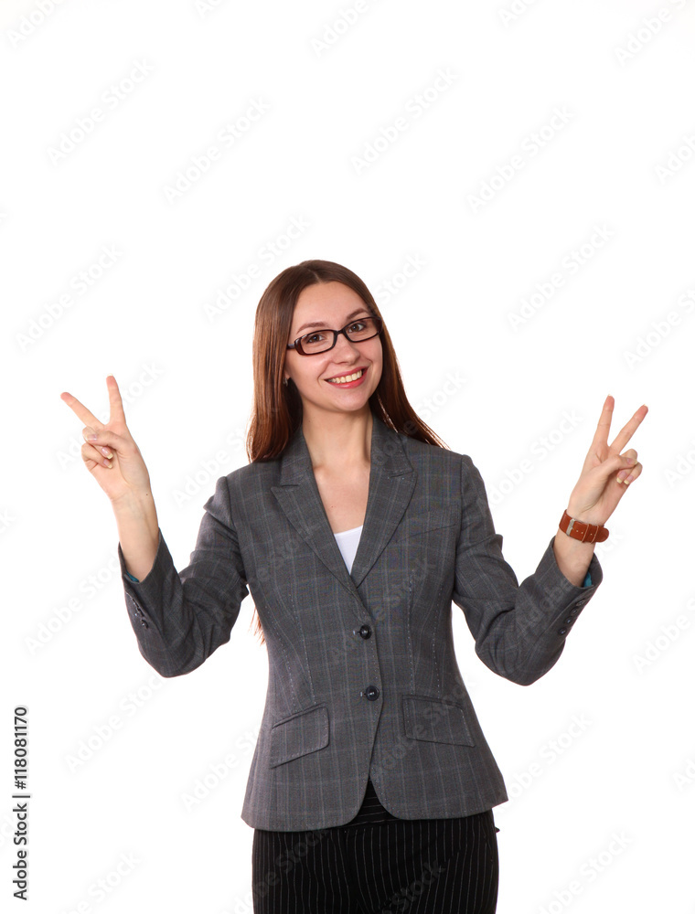 young girl standing on a white background young girl standing on a white background