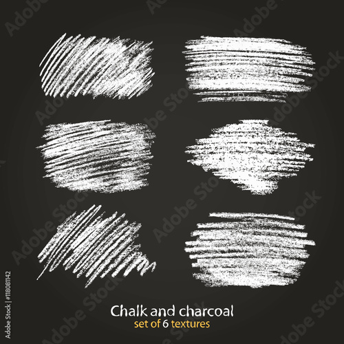 Set of vector grunge texture created with chalk and charcoal. High resolution image. Expressive grunge template. For various design Projects summary. The samples were stored in a file palette.