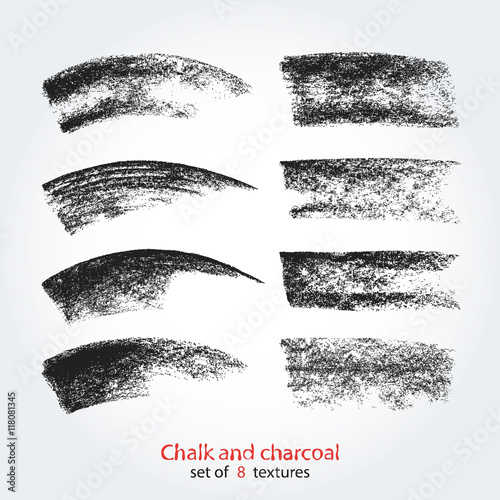 Set of vector grunge brushes created with chalk and charcoal. Expressive grunge template. A high resolution. Brushes are stored in the palette.
