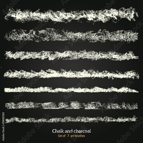 Brushstroke chalk. Set of vector grunge brushes different thickness and stiffness, brushstroke created with chalk and charcoal. Expressive grunge template. A high resolution. Saved in the palette