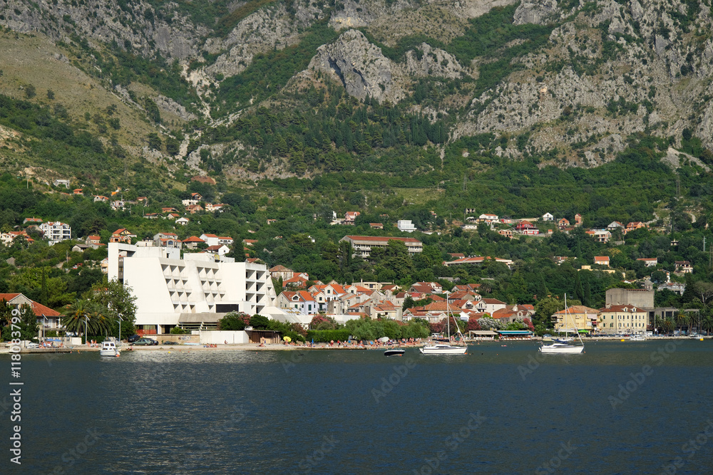View on town of Risan, Montenegro