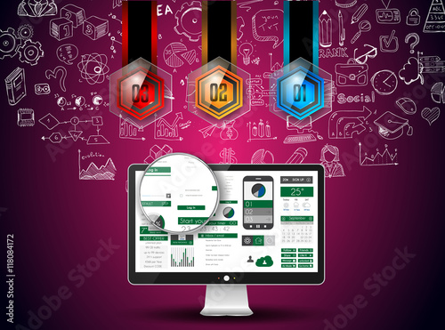 Clean Infographic Layout Template for data and information analysis photo